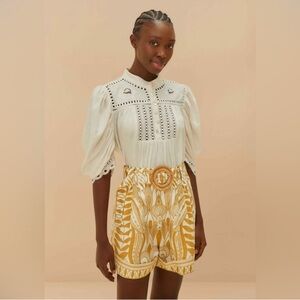 Farm Rio Off-White Lace Nature Shorts